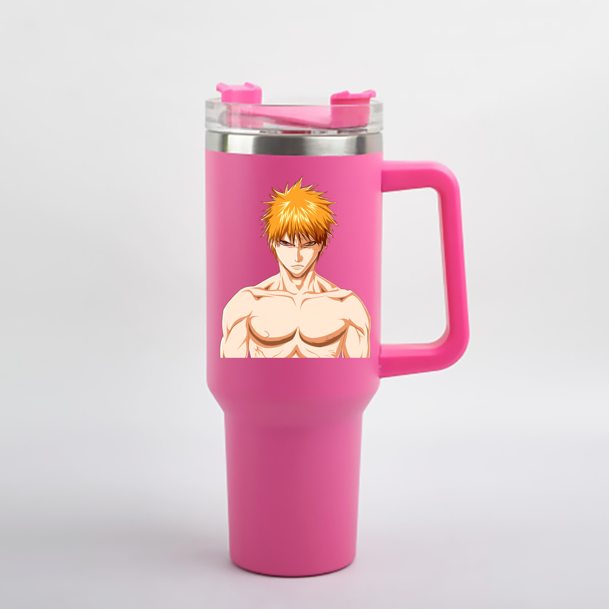 （画像用） ブリーチ 黒崎一護（くろさき いちご）BLEACH Kurosaki Ichigo 1200mL車用タンブラー - クリスタルステッカー（プラスチックストロー付き）